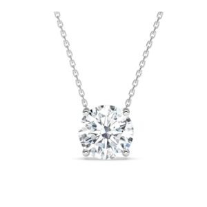 Simple Round Shape Silver Diamond Pendant 18kt White Gold Finish Vs Quality For Gift Her By VR ARTS