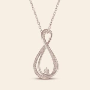 Simple Round Shape Silver Diamond Pendant 18kt White Gold Finish Vs Quality For Gift Her By VR ARTS