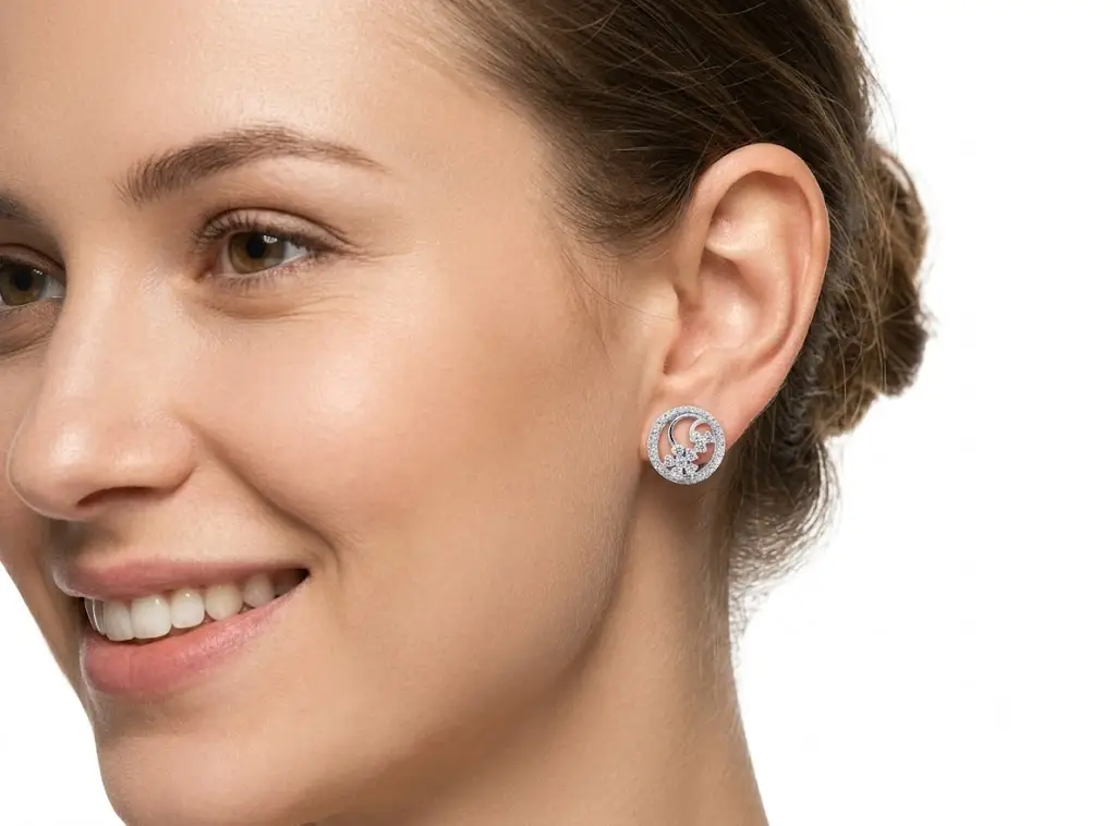 Eternal Bloom Floral Silver Earrings - Image 2