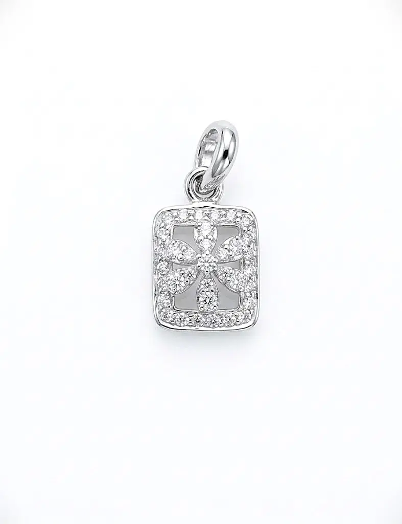 Linear Pave Silver Pendant