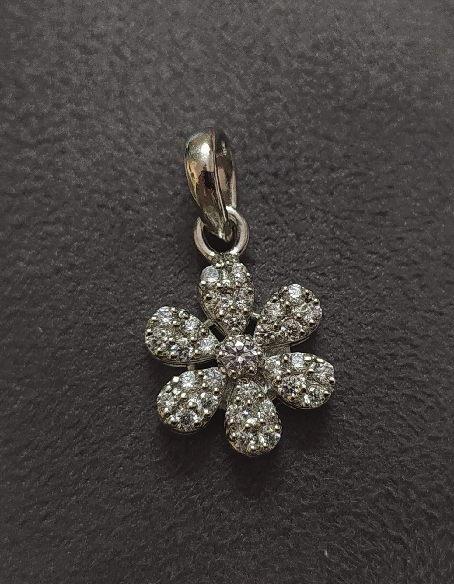 Floral Cluster Glistening Petal Silver Pendant - Image 3