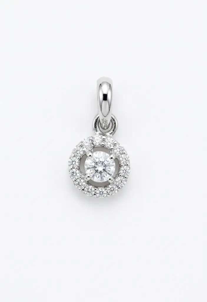 Teardrop Pear Halo Silver Pendant