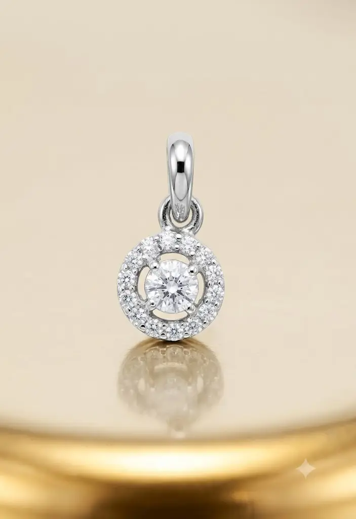 Teardrop Pear Halo Silver Pendant - Image 2